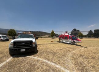 Apoya Grupo de Rescate Aéreo “Relámpagos” a Probosque en combate a incendio forestal en Tenango del Valle