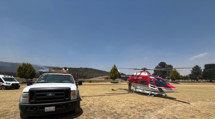 Apoya Grupo de Rescate Aéreo “Relámpagos” a Probosque en combate a incendio forestal en Tenango del Valle