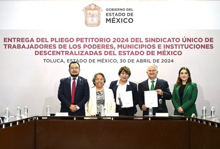 Gobernadora Delfina Gómez Álvarez recibe Pliego Petitorio del Convenio de Prestaciones 2024 del SUTEYM