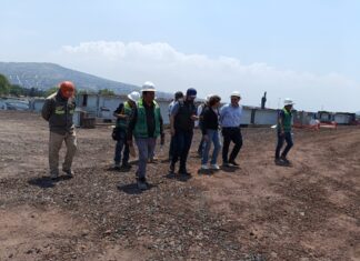 Gobernadora Delfina Gómez supervisa obra del Trolebús Chalco -Santa Martha