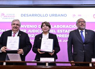 Gobernadora Delfina Gómez Álvarez firma convenio con el Poder Judicial para regularizar predios y viviendas a bajo costo en el Estado de México