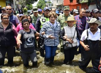 Gobernadora Delfina Gómez Álvarez recorre calles de Chalco de la mano de vecinos; se intensifican labores de limpieza, desazolve y salud en zonas afectadas por lluvias