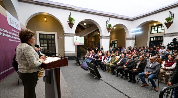 Gobernadora Delfina Gómez Álvarez despliega toda la fuerza del estado en Chalco con 5 mil 600 elementos y 500 vehículos; alistan obras en el Colector Solidaridad
