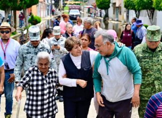 Gobernadora Delfina Gómez supervisa obras del Colector en Chalco; se mantiene en la primera línea de atención a vecinos afectados