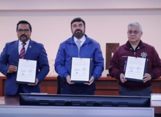Firman Secretarios de seguridad y de desarrollo e infraestructura del Edomex convenio para desarrollar y mejorar obras públicas