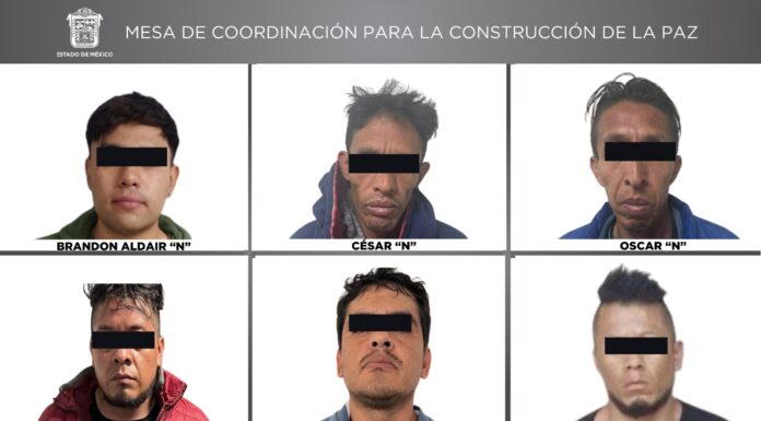 Detienen a seis personas por su probable intervención en delitos de homicidio y contra la salud en Nextlalpan, Ecatepec y Tepotzotlán