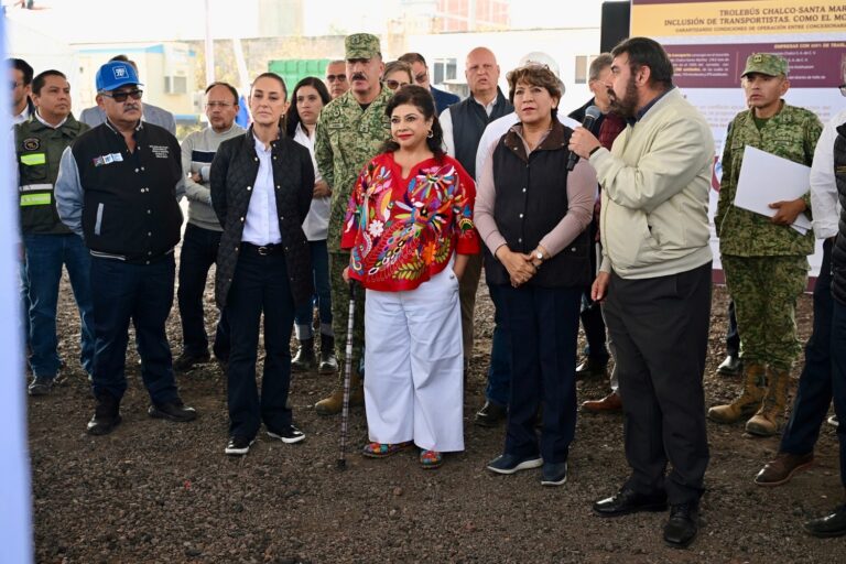 Supervisan Presidenta Claudia Sheinbaum y Gobernadora Delfina Gómez obras del Trolebús Chalco-Santa Martha; benefician a 3 millones de habitantes en la zona oriente del EdoMéx