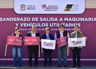 Entrega Gobernadora Delfina Gómez Álvarez maquinaria para bacheo y reencarpetado; histórica inversión de 67 mdp para mantenimiento de avenidas y caminos