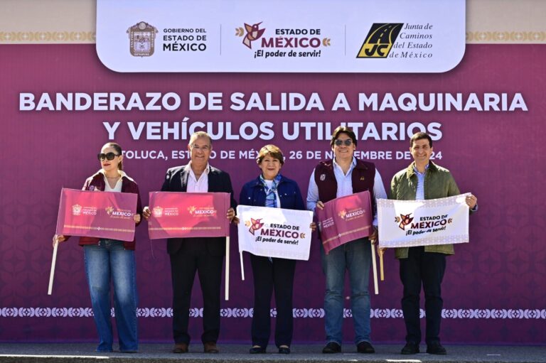 Entrega Gobernadora Delfina Gómez Álvarez maquinaria para bacheo y reencarpetado; histórica inversión de 67 mdp para mantenimiento de avenidas y caminos