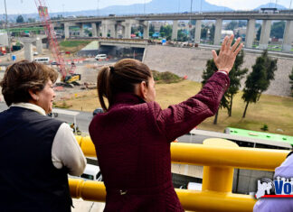 CONVIVE GOBERNADORA DELFINA GÓMEZ ÁLVAREZ CON TRABAJADORES DE LA OBRA TROLEBÚS CHALCO-SANTA MARTHA; SUPERVISA AVANCES CON LA PRESIDENTA CLAUDIA SHEINBAUM PARDO