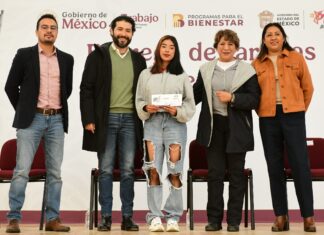 ENTREGA GOBERNADORA DELFINA GÓMEZ ÁLVAREZ TARJETAS “JÓVENES CONSTRUYENDO EL FUTURO” EN CHIMALHUACÁN; CON APOYO DE 8 MIL 480 PESOS MENSUALES