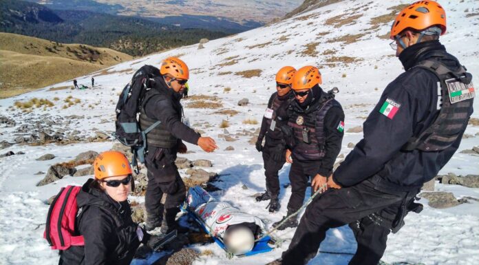 AUXILIA POLICÍA DE ALTA MONTAÑA DE LA SECRETARÍA DE SEGURIDAD DEL EDOMEX A CUATRO PERSONAS QUE SUFRIERON LESIONES DURANTE SU VISITA AL XINANTÉCATL