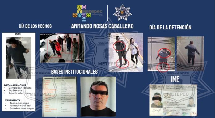 Detienen en Metepec a pareja originaria de Puebla por robo a casas habitación; enfrentan cargos por cohecho y delitos previos