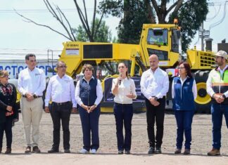 Claudia Sheinbaum arranca con trenes de repavimentación de la mano con la Gobernadora Delfina Gomez el rescate histórico de la Zona Oriente del Edomex