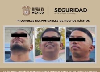 Detienen a tres presuntos implicados en portación de armas de fuego en Tepotzotlán