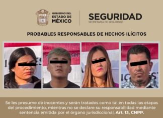 CAPTURAN A SEIS PERSONAS, ENTRE ELLAS DOS MENORES, TRAS ROBO CON VIOLENCIA A NEGOCIO EN METEPEC