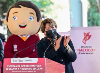 Delfina Gómez llama a reforzar medidas sanitarias por sarampión y entrega obras escolares en Chalco