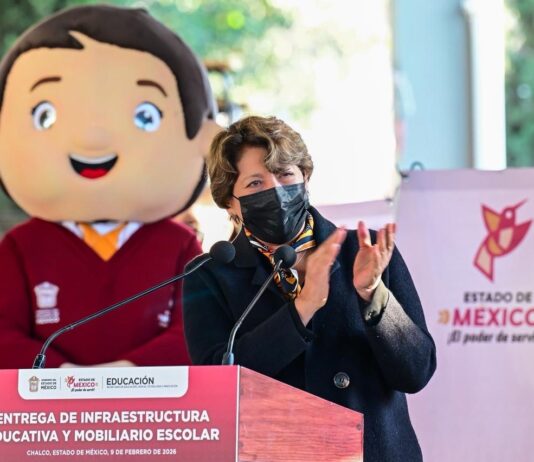 Delfina Gómez llama a reforzar medidas sanitarias por sarampión y entrega obras escolares en Chalco
