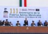 Delfina Gómez acompaña a Claudia Sheinbaum en el 111 aniversario de la Fuerza Aérea Mexicana en Santa Lucía