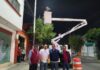 Supervisa Nazario Gutiérrez modernización de luminarias en la cabecera municipal de Texcoco