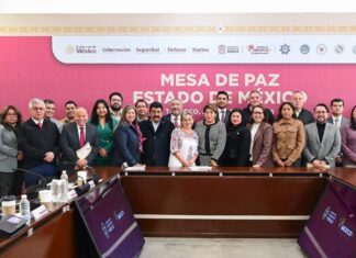 Gobernadora Delfina Gómez y alcaldes de la Zona Oriente refuerzan estrategias de seguridad en Mesa de Paz en Texcoco