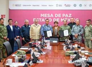 Reconoce Delfina Gómez labor de mandos militares en Mesa de Paz del Estado de México