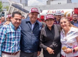 Delfina Gómez y Ricardo Moreno dan arranque a pavimentación intensiva en Toluca