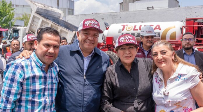 Delfina Gómez y Ricardo Moreno dan arranque a pavimentación intensiva en Toluca