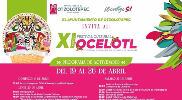 Otzolotepec se prepara para el arranque del XI Festival Cultural Ocelotl y la 5ª Feria del Helado y el Chumiate