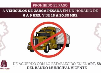 Restringen circulación de transporte de carga en Teoloyucan en horarios pico