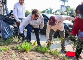 Encabeza Delfina Gómez jornada de limpieza en Periférico Norte para prevenir afectaciones por lluvias