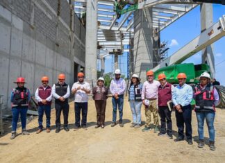 Delfina Gómez Álvarez supervisa avances de la Línea III del Mexicable en Naucalpan