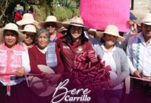 Entrega Berenice Carrillo pavimentación en Laurel Segunda Sección de Temoaya
