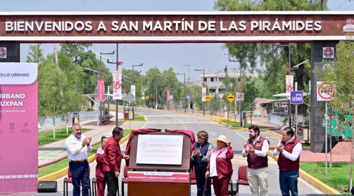 Entrega Delfina Gómez modernización de la Avenida Tuxpan en San Martín de las Pirámides