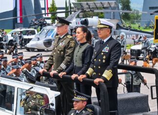 Claudia Sheinbaum y Delfina Gómez refrendan coordinación por la seguridad durante el 7.º Aniversario de la Guardia Nacional
