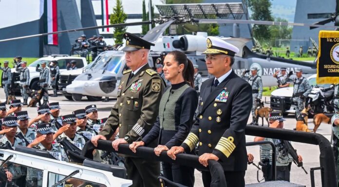 Claudia Sheinbaum y Delfina Gómez refrendan coordinación por la seguridad durante el 7.º Aniversario de la Guardia Nacional