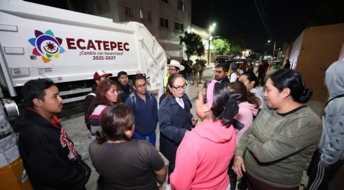 Azucena Cisneros fortalece la prevención de inundaciones con recolección nocturna de basura en Ecatepec