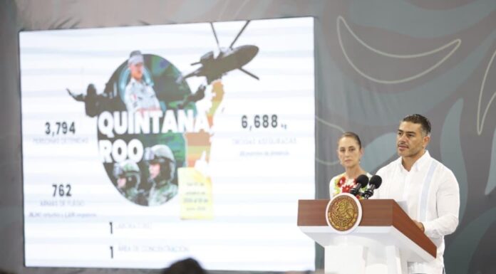 Gabinete de Seguridad reporta 3 mil 800 detenidos y aseguramiento de 6.6 toneladas de droga en Quintana Roo