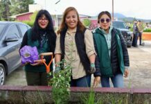 Nancy Valdez encabeza jornada de reforestación en secundaria de Ocoyoacac; plantan más de 200 árboles