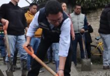 Miguel Ángel Ramírez Ponce cumple con pavimentación de la calle Carmen Serdán en Lerma