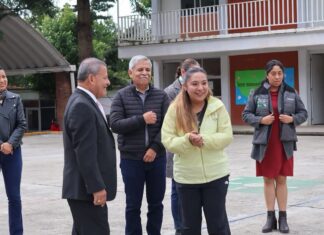 Danae Espinoza impulsa segunda etapa de la barda perimetral del CBT Steve Jobs en Joquicingo