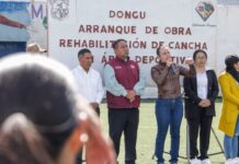 Impulsa Guadalupe Franco rehabilitación de espacio deportivo en Dongú